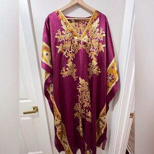 Elegant Purple and Gold Embroidered Dress
